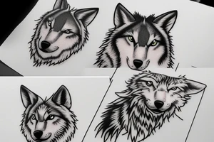 wolf cat forest tattoo idea