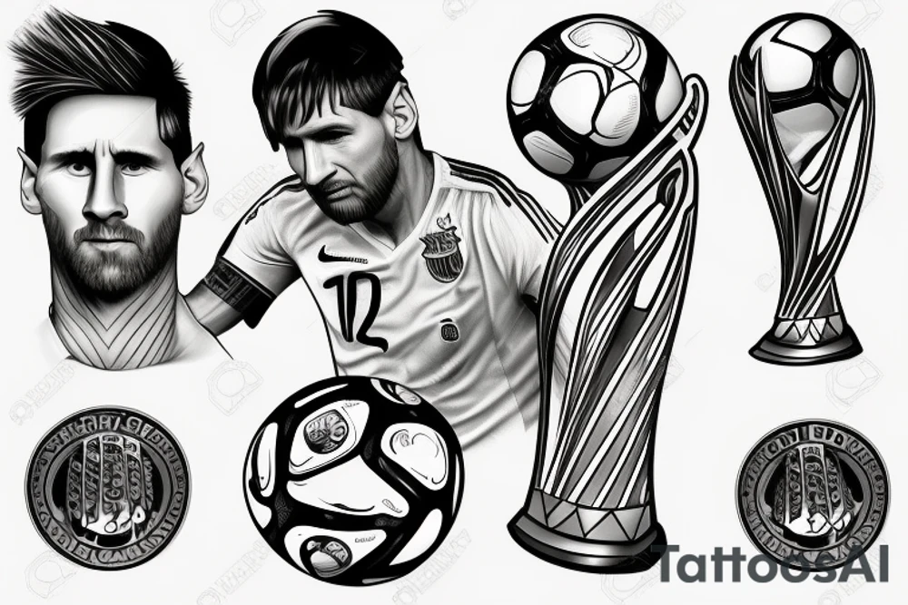 Messi with a World Cup trophy tattoo idea