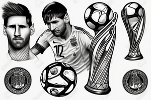 Messi with a World Cup trophy tattoo idea