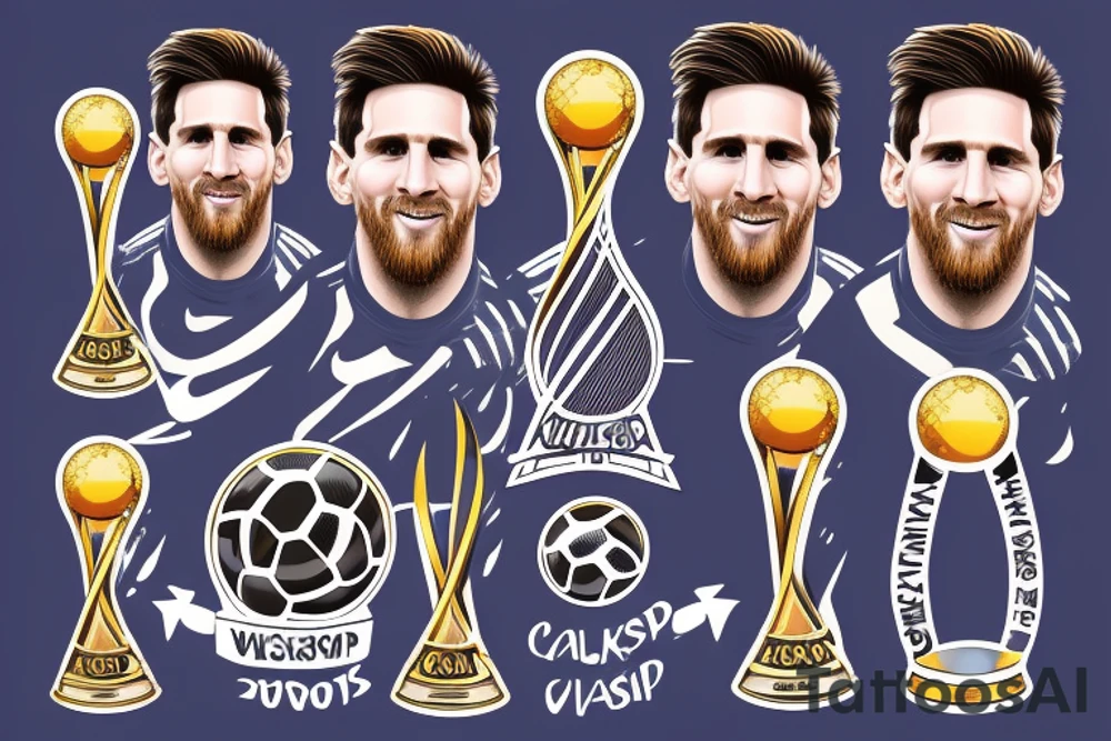 Messi with a World Cup trophy tattoo idea