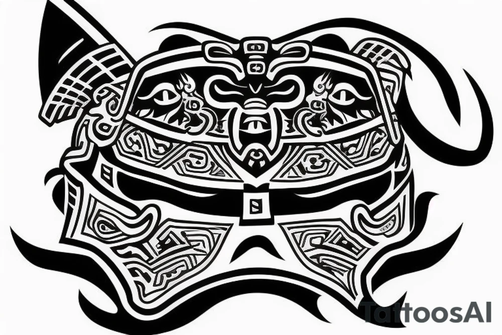 Samurai mask combined with Mayan jaguar warrior tattoo idea Samurai mask combined with Mayan jaguar warrior tattoo idea