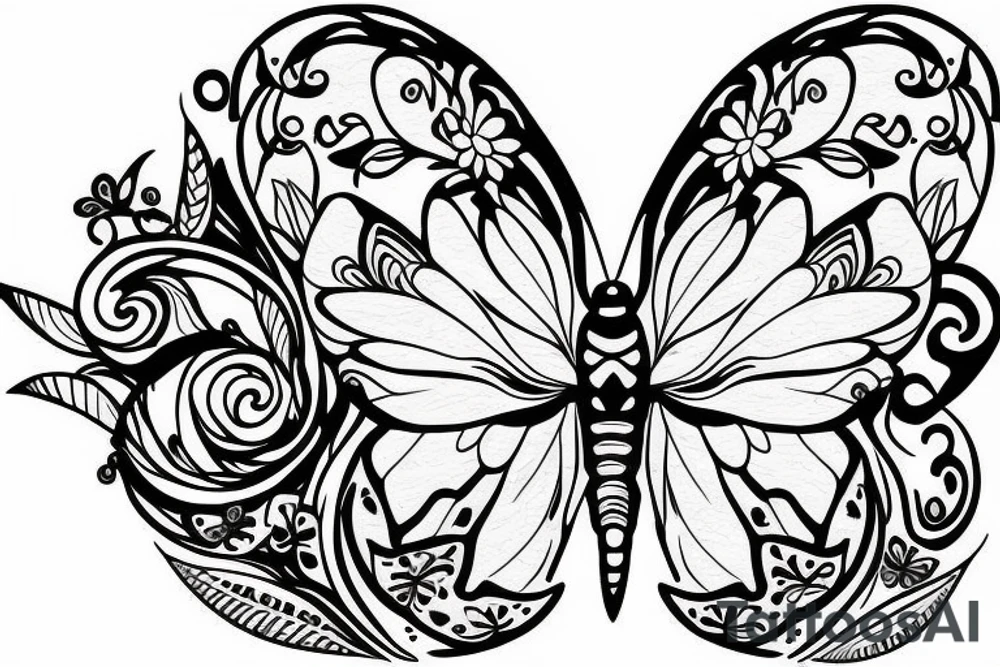 Butterfly with Flower tattoo idea