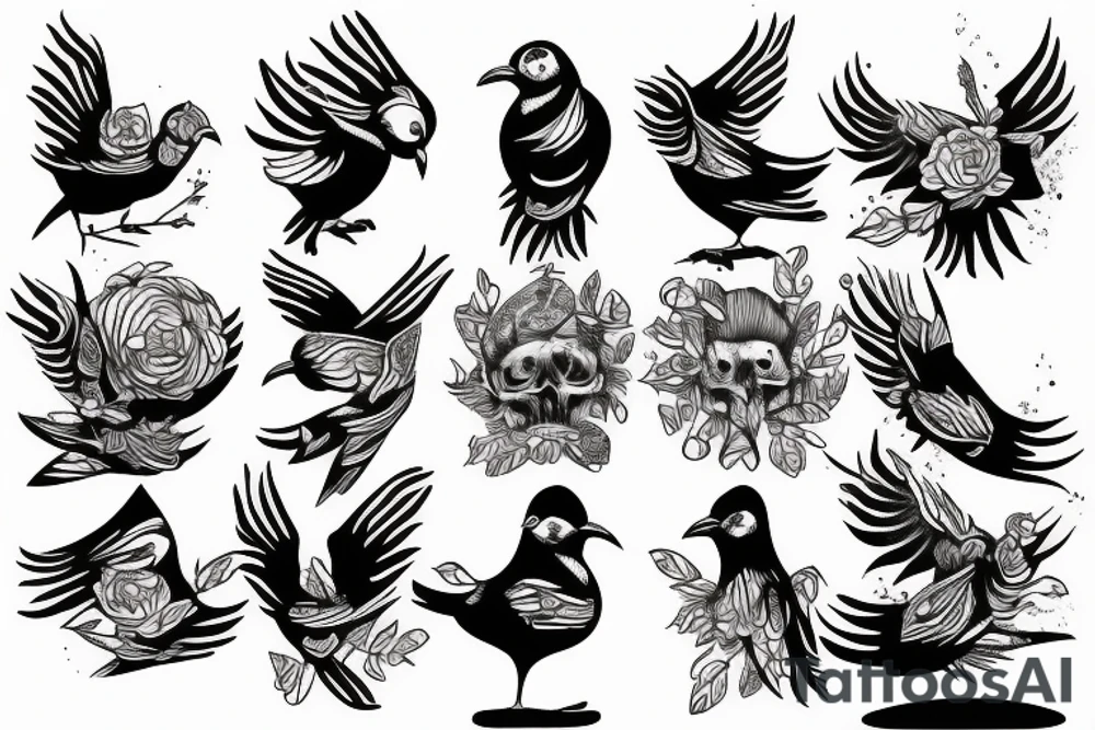 Decapitated bird tattoo idea