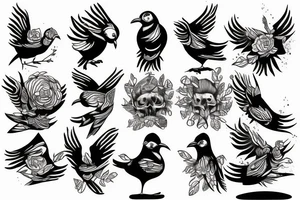 Decapitated bird tattoo idea
