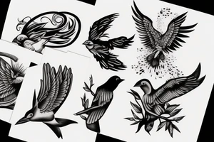 Decapitated bird tattoo idea