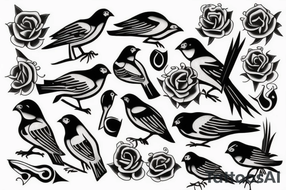 Decapitated bird tattoo idea