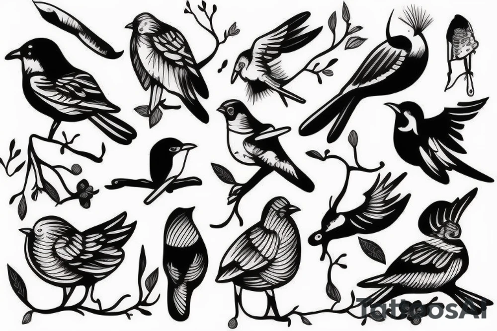 Decapitated bird tattoo idea