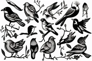 Decapitated bird tattoo idea