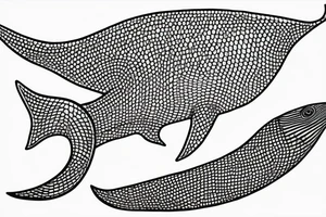 Silver whale drawing a rhombus in the afternoon tattoo idea