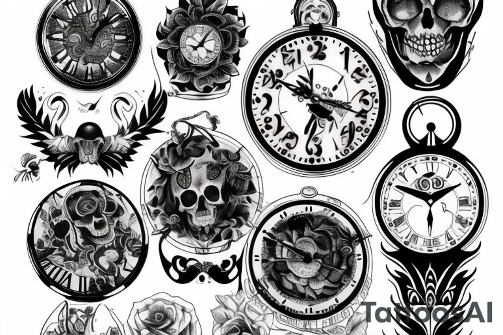 Clock of life and death tattoo idea