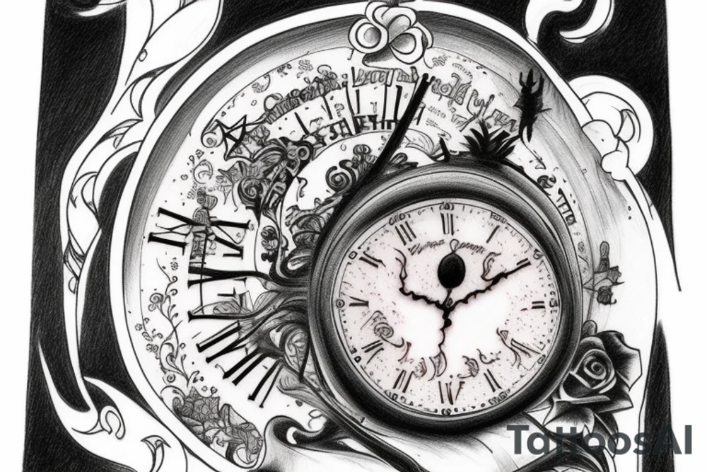 life and death clock tattoo idea