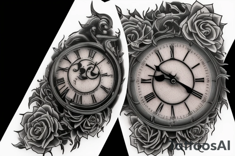 life and death clock tattoo idea