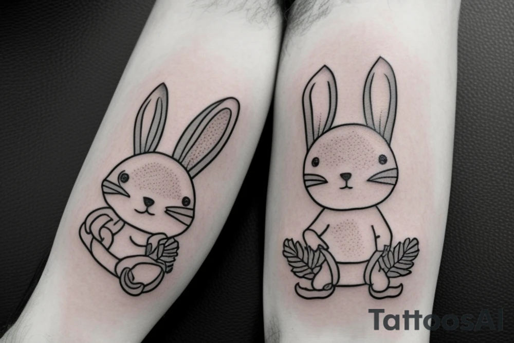Sitting boy with bunny ears tattoo idea