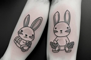 Sitting boy with bunny ears tattoo idea