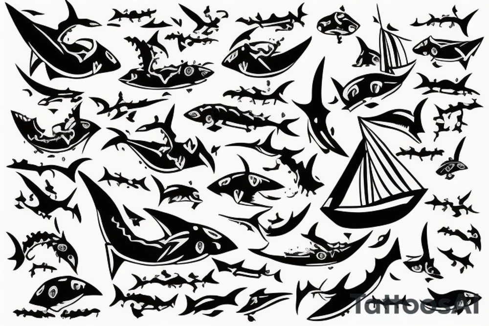 Vikings ship Shark tattoo idea