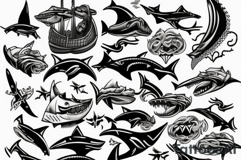 Vikings ship Shark tattoo idea