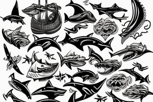 Vikings ship Shark tattoo idea