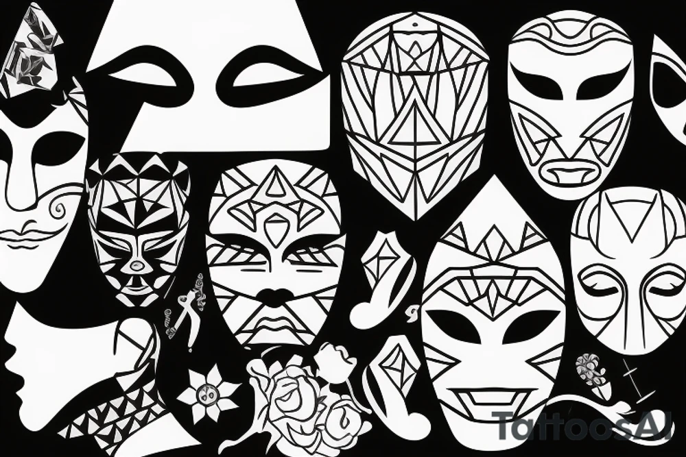 Mask with face tattoo idea