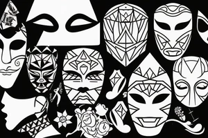 Mask with face tattoo idea