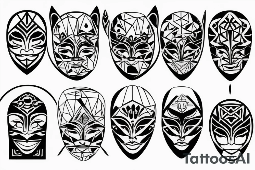 Mask with face tattoo idea