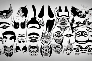 Japanish Mask with face tattoo idea