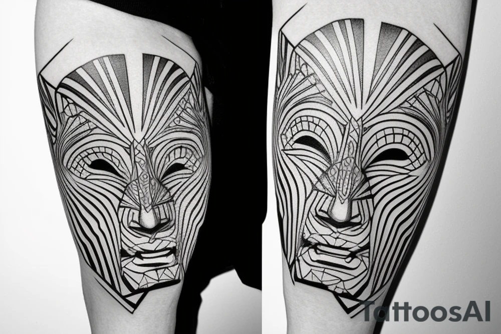 Japanish Mask with face tattoo idea