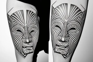 Japanish Mask with face tattoo idea