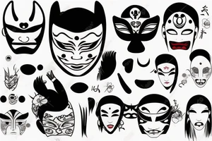 Japanish Mask with face tattoo idea