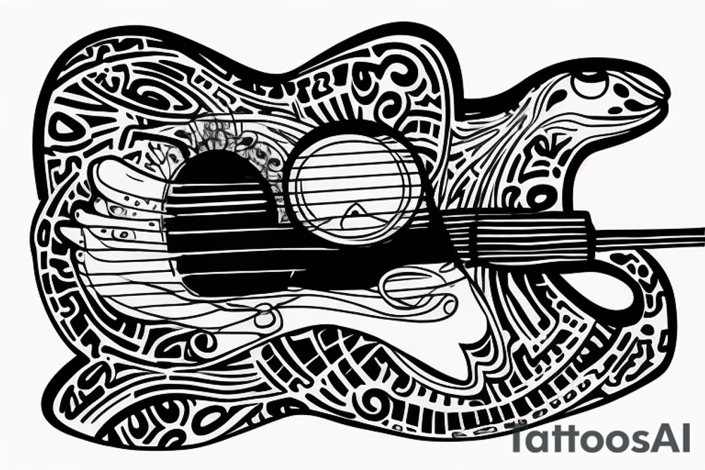 Frog playing on guitar tattoo idea
