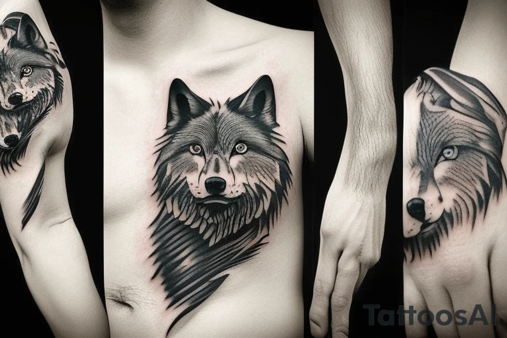 Black wolf tattoo idea