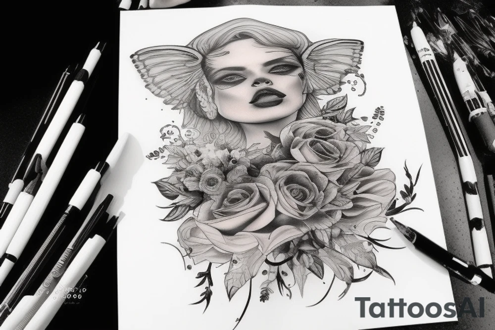 Mały lew trzymający pająka w buzi tattoo idea