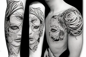Mały lew trzymający pająka w buzi tattoo idea