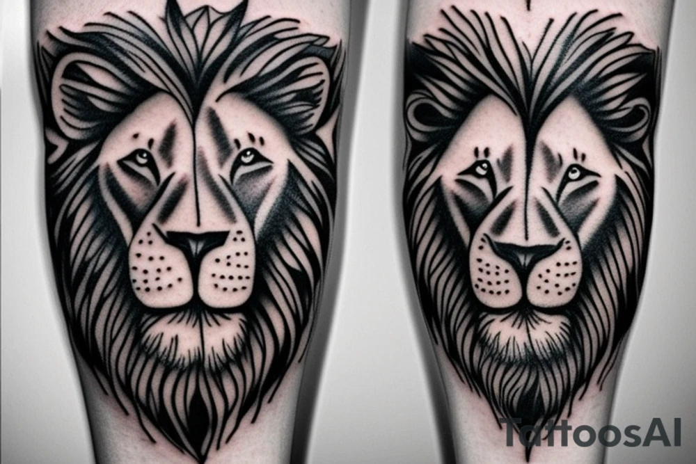 Lion with blues eyes on forearm tattoo idea