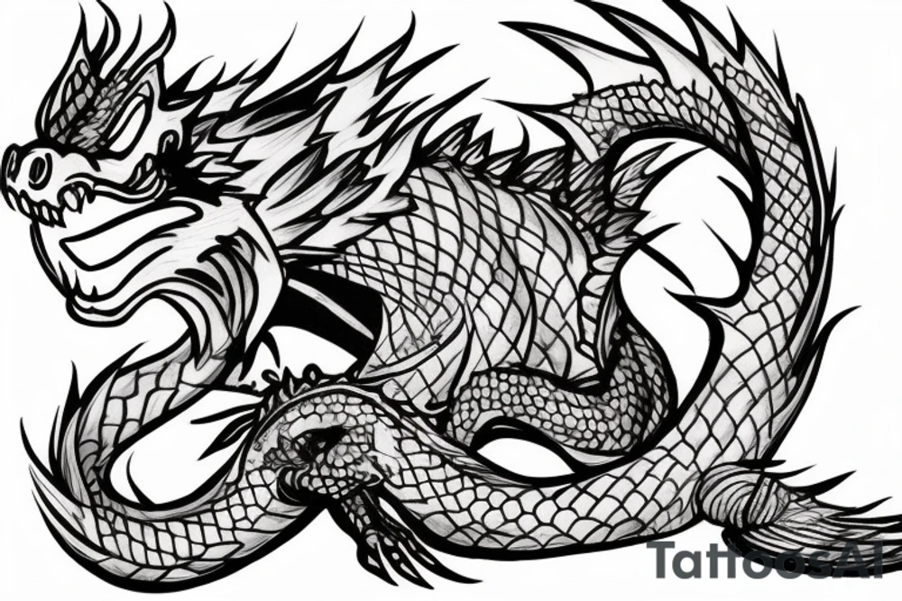 badass dragon fire-breathing on a village of raccoons smoking weed tattoo idea