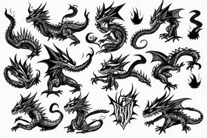 badass dragon wanting to burn a village of raccoons smoking weed tattoo idea