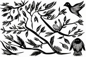 Bird on branch tattoo idea