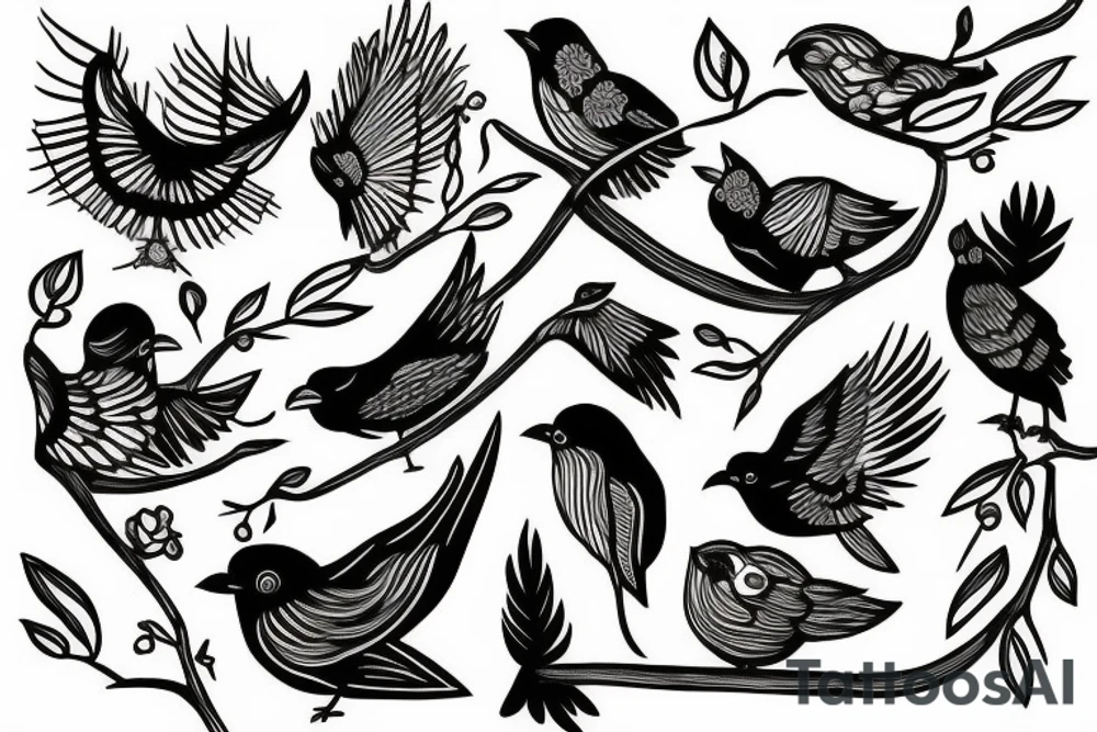 Bird on branch tattoo idea