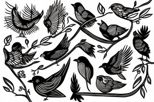 Bird on branch tattoo idea