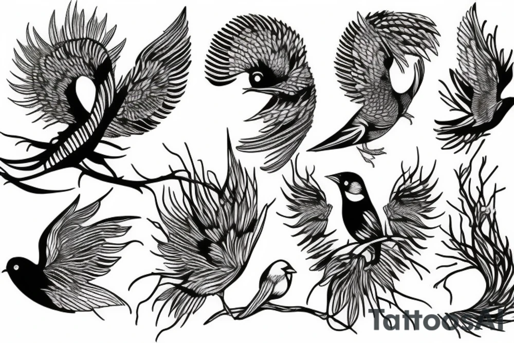 Bird on branch tattoo idea