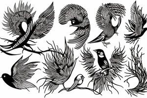 Bird on branch tattoo idea