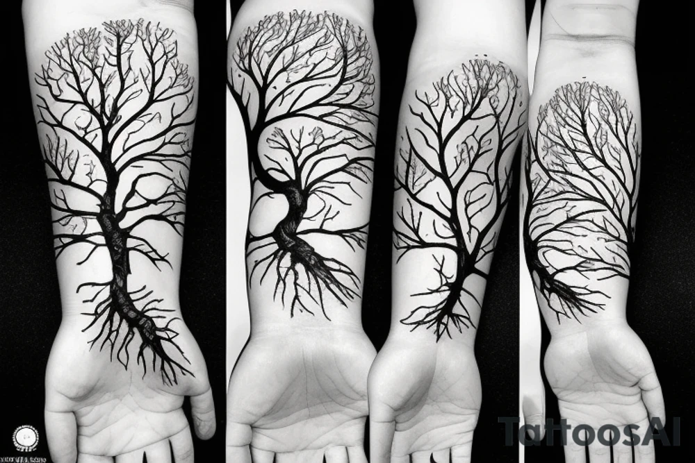 Tree with roots tattoo idea