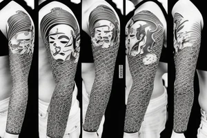 Asian style dark mask and katana tattoo tattoo idea
