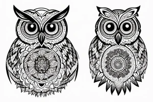 Owl with mandala head and shadow tattoo idea