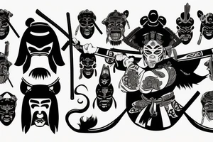 samurai with frightening mask tattoo idea