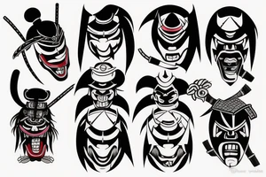 samurai with frightening mask tattoo idea