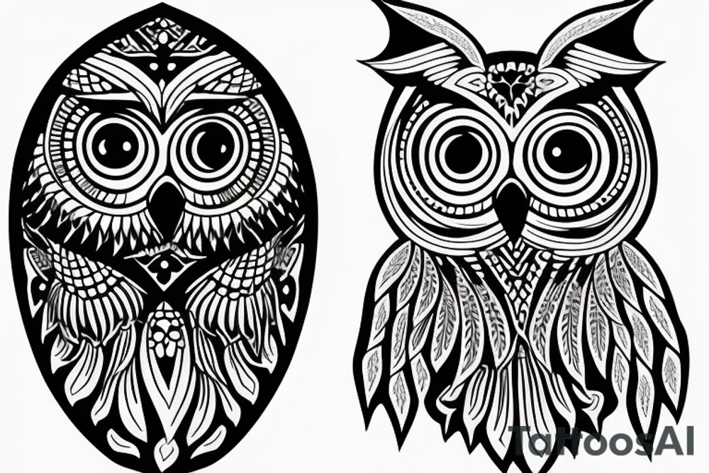 Owl with mandala head and shadow tattoo idea