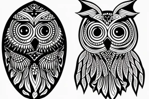Owl with mandala head and shadow tattoo idea