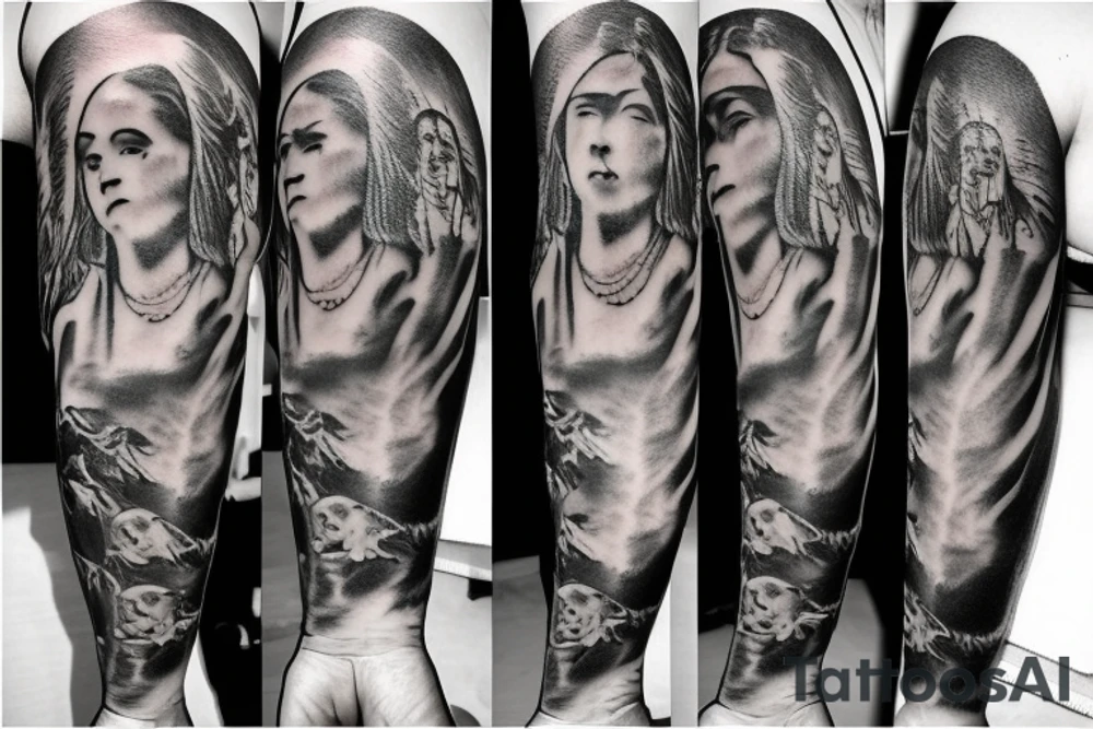 Jesus carried by angels tattoo idea