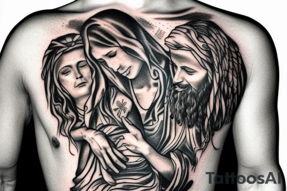 Jesus carried by angels tattoo idea