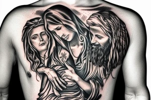 Jesus carried by angels tattoo idea